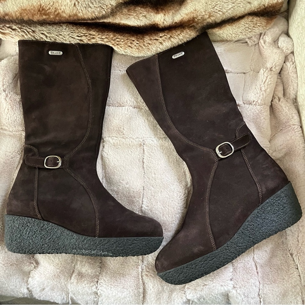 Pajar Brown Suede Knee-high Weatherproof Platform Heel Boots - Size 42